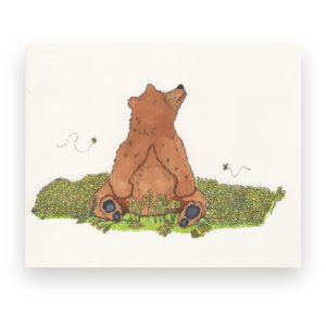 Marker Illustration of a Bear and Flowers Illustrators Newport News VA Design Portfolio